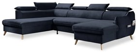 Divano letto angolare a U in velluto blu scuro (angolo sinistro) Sweet Harmony - Miuform