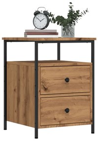 Comodini 2pz Rovere Artigianale 44x45x60cm İn Legno Multistrato /
