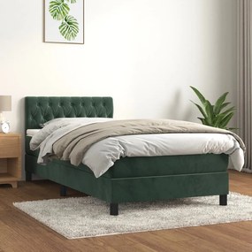 Giroletto A Molle Con Materasso Verde Scuro 100x200 Cm Velluto /