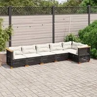 Set Divano da Giardino 6 pz con Cuscini Nero in Polyrattan 3261848