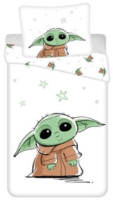 Biancheria da letto per bambini in cotone per letto singolo 140x200 cm Star Wars Baby Yoda - Jerry Fabrics