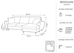 Divano letto in velluto a coste beige, angolo destro Moghan - Micadoni Home