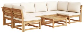 Set salotto da giardino 7 pz con cuscini legno massello acacia