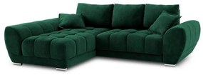 Divano letto angolare verde chiaro con rivestimento in velluto, angolo sinistro Nuage - Windsor &amp; Co Sofas