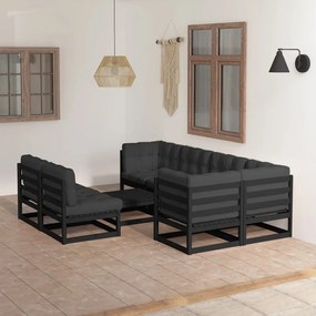 Set divani da giardino 8 pz con cuscini legno massello di pino