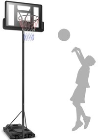 Costway Supporto anello da basket con altezza regolabile 2 ruote incorporate, Anello da basket per adolescenti e adulti