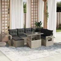 Set Divano da Giardino 8pz con Cuscini Grigio Chiaro Polyrattan 3268072