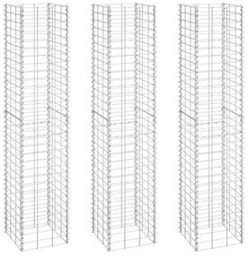 Fioriere Rialzate a Gabbione 3 pz 30x30x150 cm in Ferro