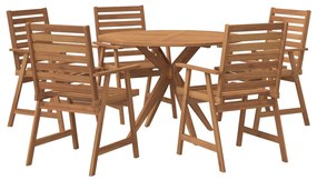 Set da pranzo per giardino 6 pz in legno massello di acacia