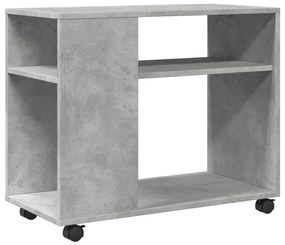 Tavolino con ruote grigio cemento 70x35x60 cm in truciolato