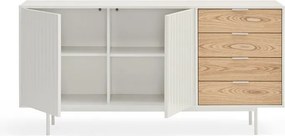 Cassettiera bassa bianca-colore naturale effetto rovere 159x80 cm Sierra – Teulat