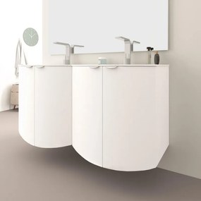 Mobile sottolavabo e lavabo Onda per doppia vasca bianco opaco L 138 x H 70 x P 51 cm
