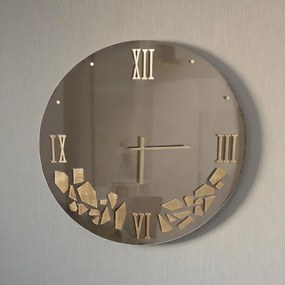 Orologio da Parete in Vetro D65 cm con Quadrante a Specchio Dettagli Bronzo - HILDI