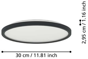 Eglo 901438-Plafoniera LED da esterno ROVITO 13,9W/230V diametro 30 cm IP44 nero
