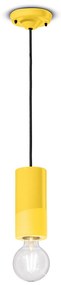 Sospensione Media Vintage Decò Pi Ceramica Giallo Limone 1 Luce E27