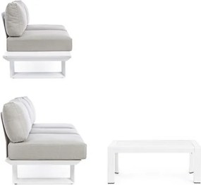 Salotto Angolare Da Esterno In Alluminio Con Cuscini E Tavolino Konnor Bianco Bizzotto