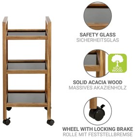 Scaffale per il bagno nero/di colore naturale in acacia massiccia 35x76,5 cm Fondi – Wenko