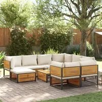 Set Divani da Giardino 10pz con Cuscini Legno Massello Acacia 3214923