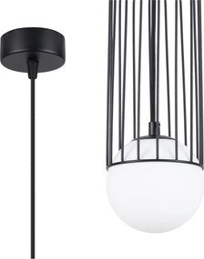 Lampadario bianco/nero con paralume in vetro Belinda – Sollux
