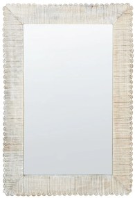 Specchio da parete legno bianco sporco 63 x 94 cm BAUGY Beliani