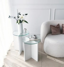 SET 2x Tavolino LILY diametro 40 cm bianco/limpido