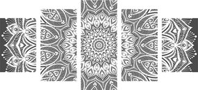 Quadri 5 pezzi – Mandala armonia in bianco e nero