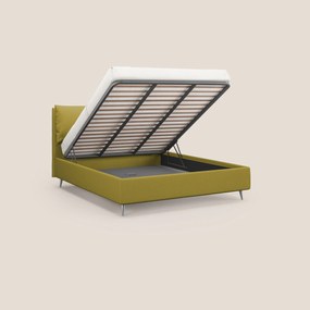 Elsa letto imbottito con vano contenitore in tessuto smacchiabile T05 giallo