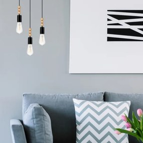 Lampadario a cavo SIMON 3xE27/60W/230V nero