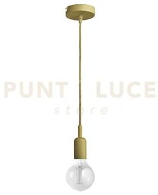 Gso072- pendente flute cavo in stoffa e rosone ottone 1 luce attacc...