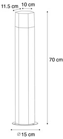 Lampada da terra per esterni nera con paralume fumé esagonale 70 cm - Denmark