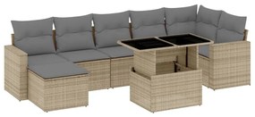 Set divano da giardino 8 pz con cuscini beige in polyrattan