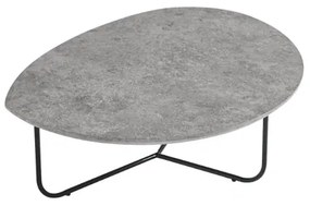 Tavolino sagomato con piano in legno effetto Cemento e base in metallo OYA