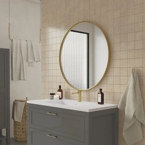 Specchio tondo in alluminio oro Ø 80 cm