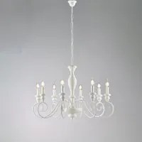 Lampadario Shabby Chic Cascina Bianco 8 Luci E14