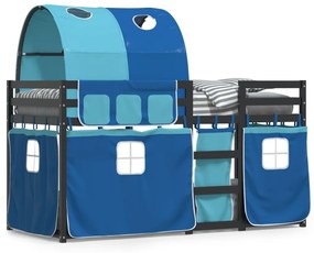 Letto A Castello Senza Materasso Blu 90x190cm Massello Pino /