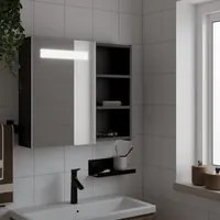 Armadietto Bagno con Specchio e LED Nero 60x13x52 cm 357971