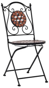 Set bistrò 3 pz con mosaico in ceramica terracotta