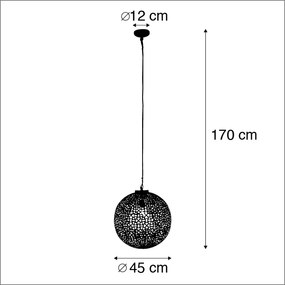 Lampada a sospensione orientale nera con oro 45 cm - Radiante