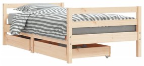 Giroletto per bambini con cassetti 80x160cm legno massello pino