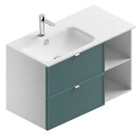 Mobile sottolavabo e lavabo Quadra per vasca a sinistra bianco-mirto in mdf L 90 x H 57 x P 46 cm 2 cassetti