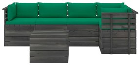 Set divani da giardino su pallet 6 pz con cuscini massello pino
