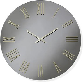 Orologio da parete rotondo D60 cm in cristallo Fumč e numeri Oro - SEAN