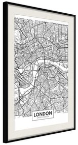 Poster  City Map: London  Cornice Quadri Cornice nera con pass-partout, Larghezza x Altezza Home decor 20x30