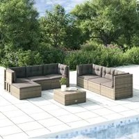 Set Divani da Giardino 7 pz con Cuscini in Polyrattan Grigiocod mxl 78485