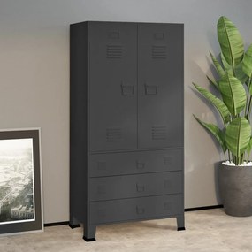 Armadio Antracite Industriale 90x50x180 Cm İn Metallo /