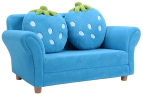 Costway Divano per bambini con cuscini Poltrona per bimbi morbido a forma di fragola 90x55x48cm Blu