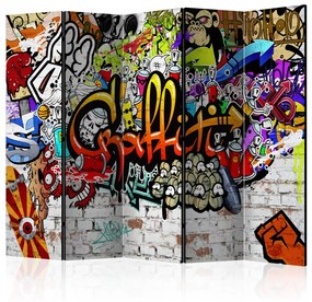 Paravento design Stile colorato - graffiti urbani artistici su texture di mattoni