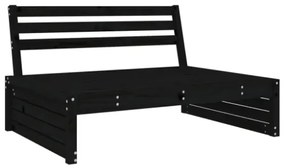 Set Salotto da Giardino 4 pz Nero in Legno Massello di Pino