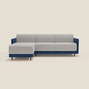 Narciso divano letto angolare con materasso alto 18 cm e penisola contenitore in tessuto bicolore impermeabile T11 e T06