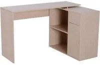 EasyComfort Scrivania Moderna per Computer Girevole con 2 Ripiani e 2 Cassetti, Tavolo da Pranzo in Truciolato, 117x82x74 cm, color Rovere e Legno